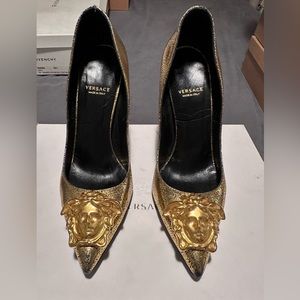 Versace Gold Medusa Pumps